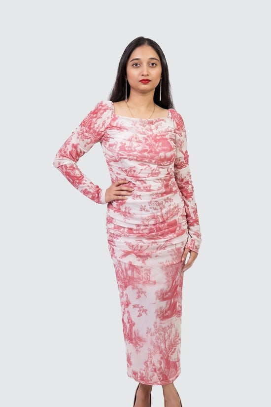 Bodycon Gathered Slit Dress