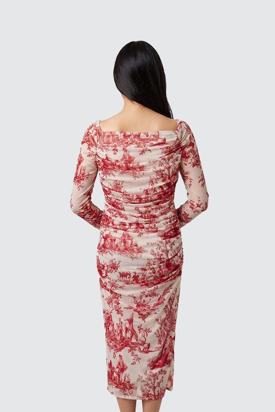 Bodycon Gathered Slit Dress