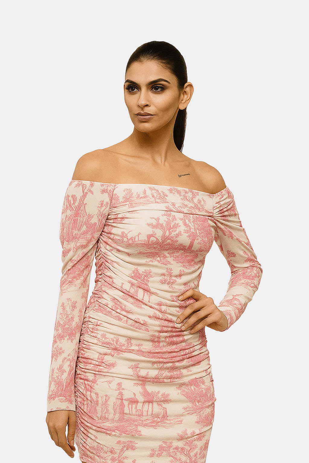 Bodycon Gathered Slit Dress