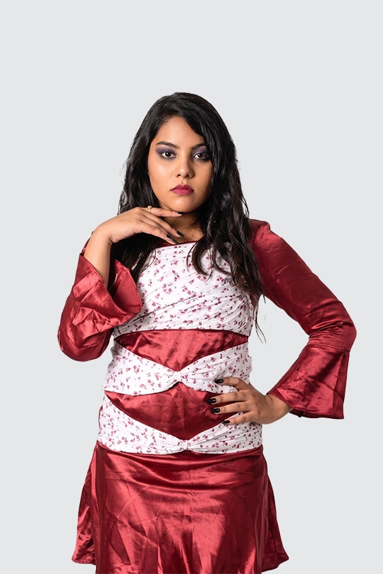 Burgundy Pleated Dress