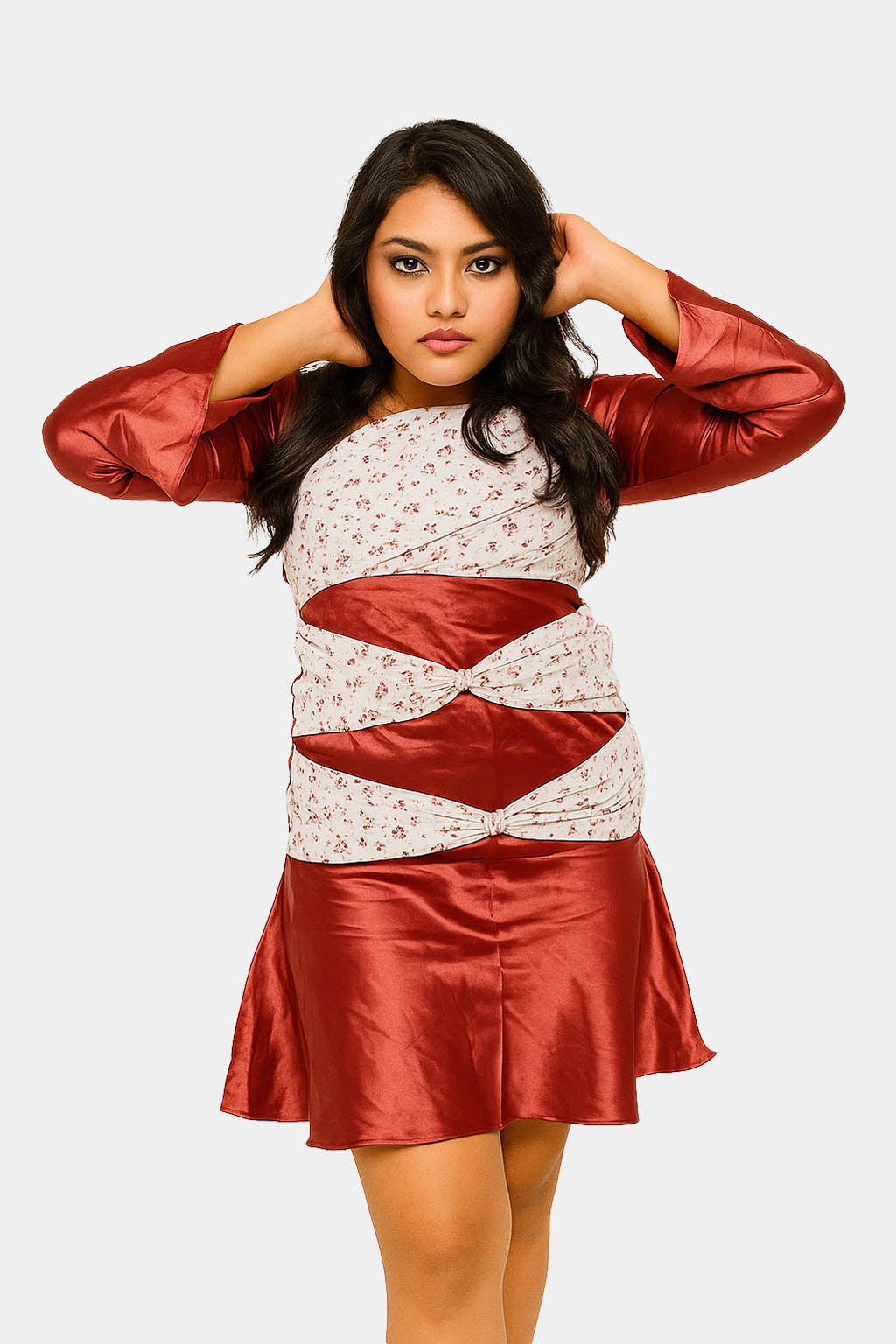 Burgundy Pleated Dress