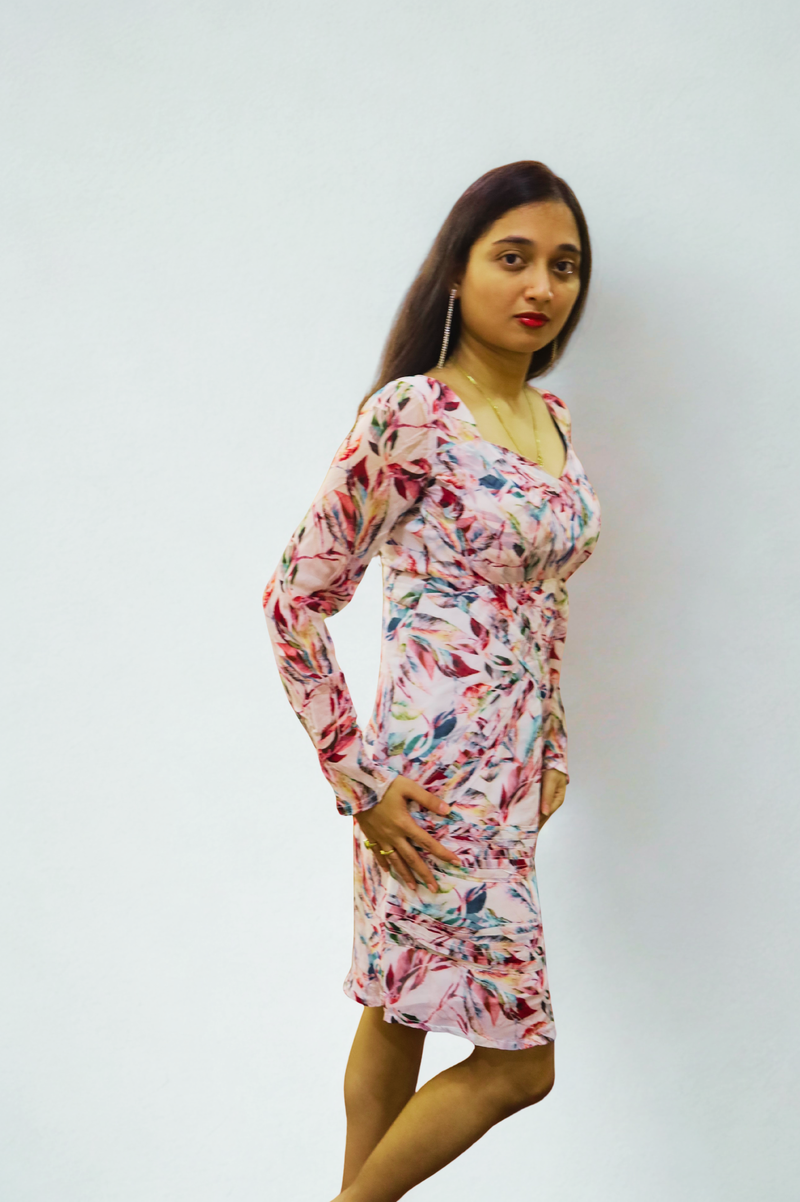 Orchid Print Pleated Outfit