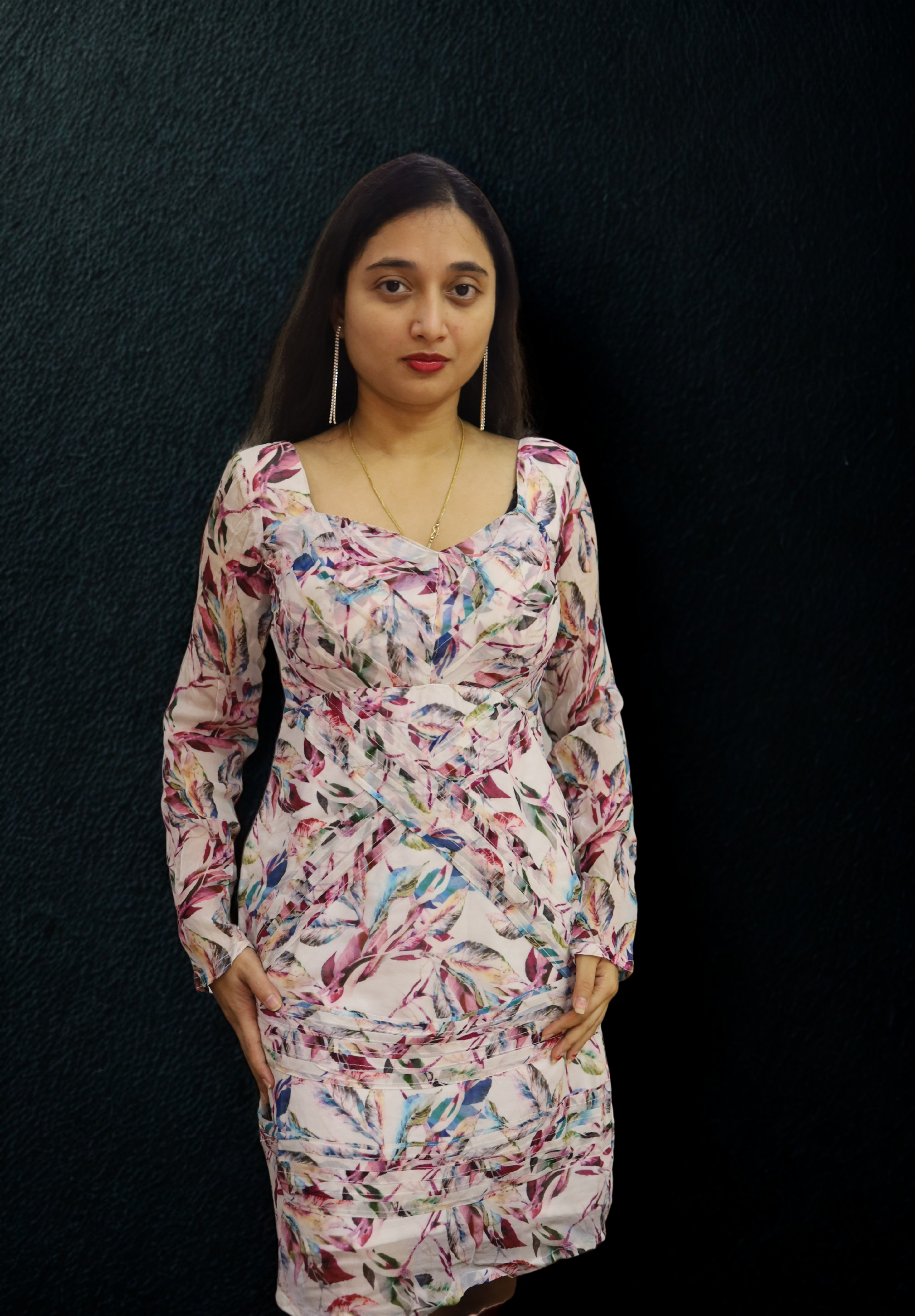 Orchid Print Pleated Outfit