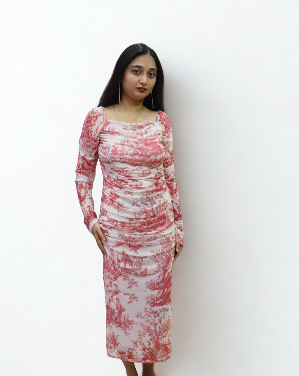 Bodycon Gathered Slit Dress