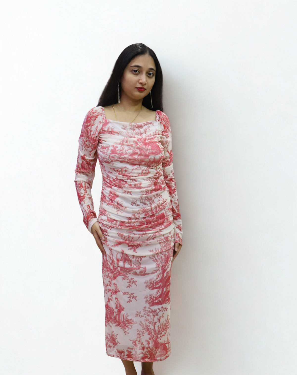 Bodycon Gathered Slit Dress