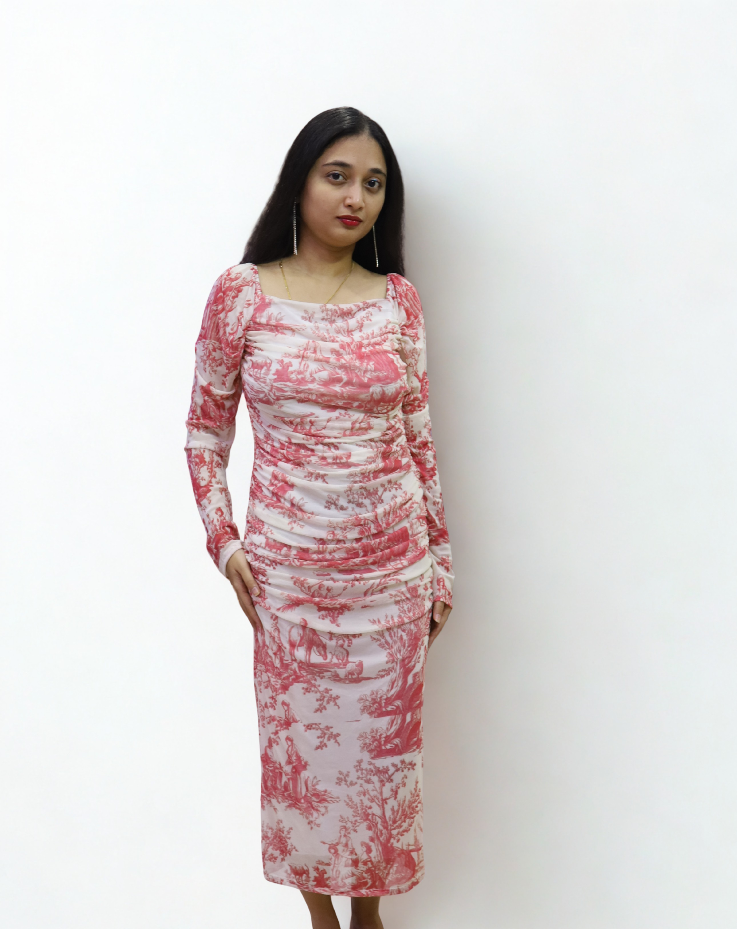 Bodycon Gathered Slit Dress