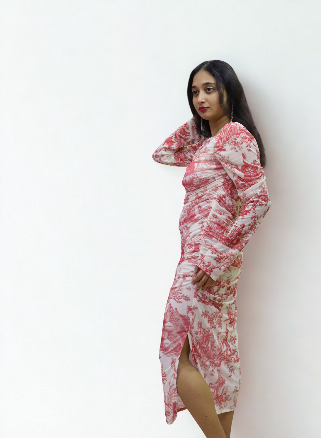 Bodycon Gathered Slit Dress