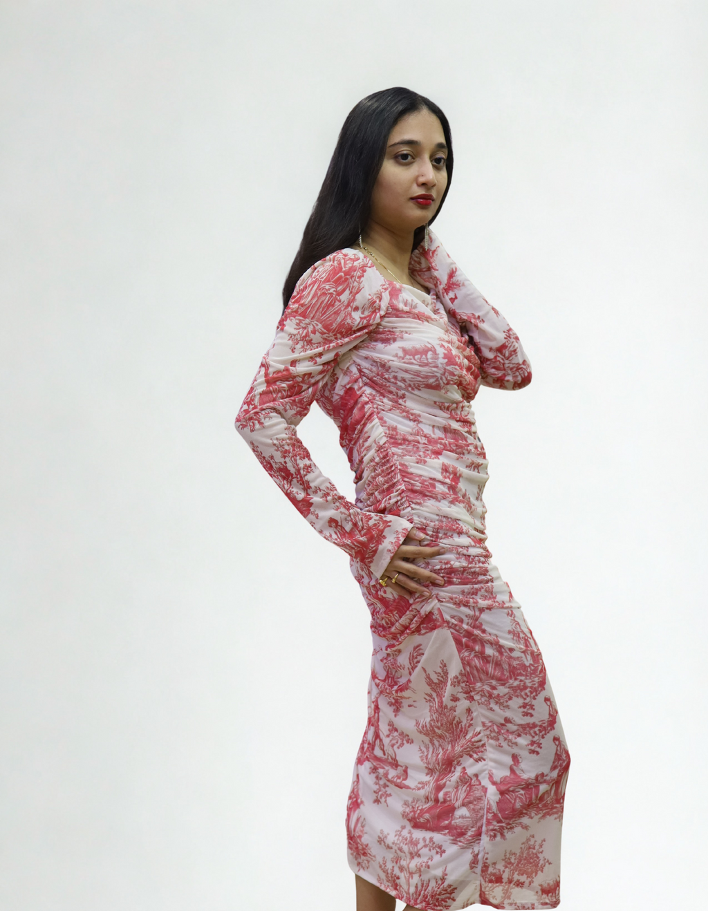 Bodycon Gathered Slit Dress