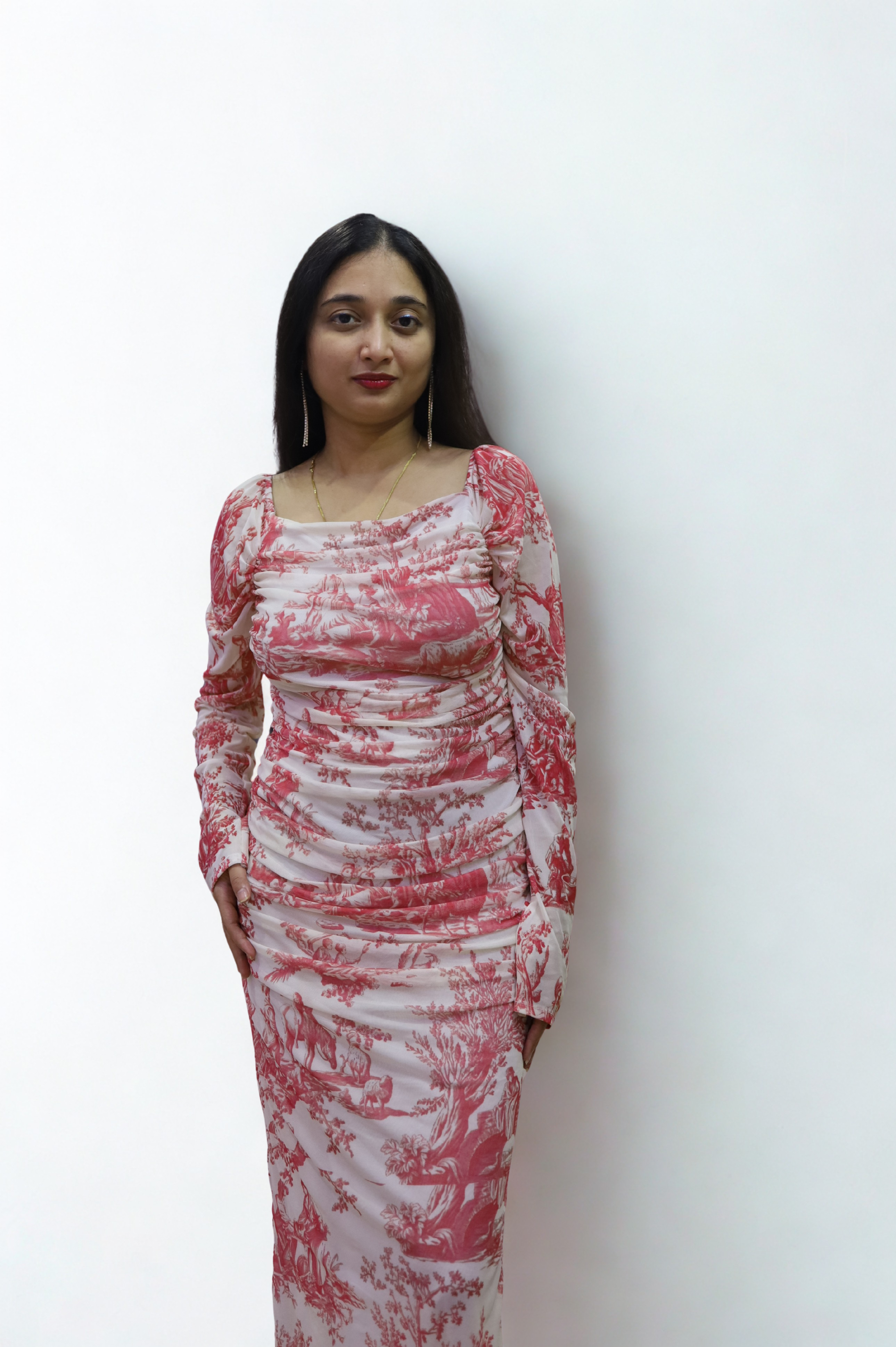 Bodycon Gathered Slit Dress