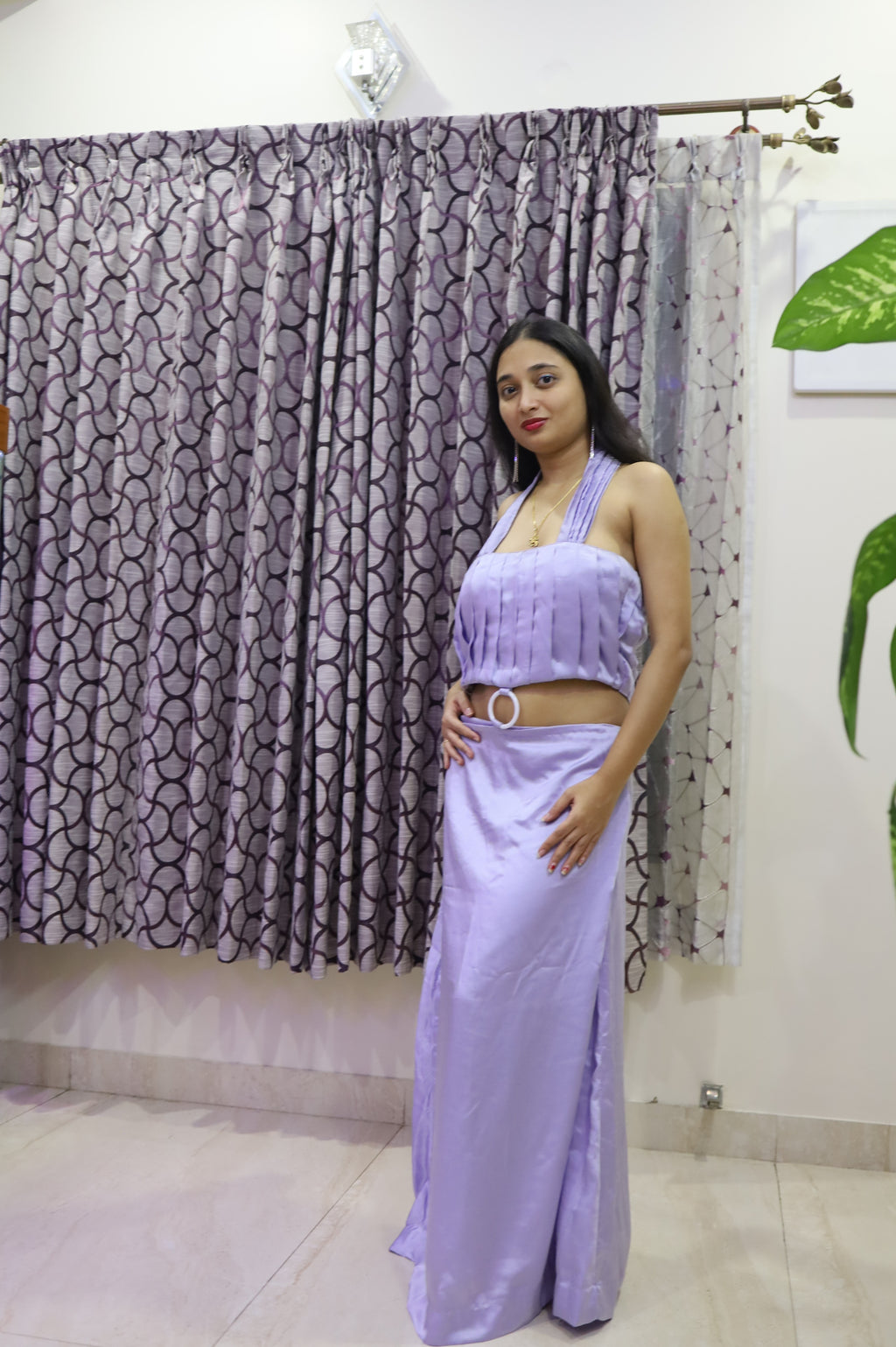 Lilac 2 in 1 Halter Neck Top and Skirt