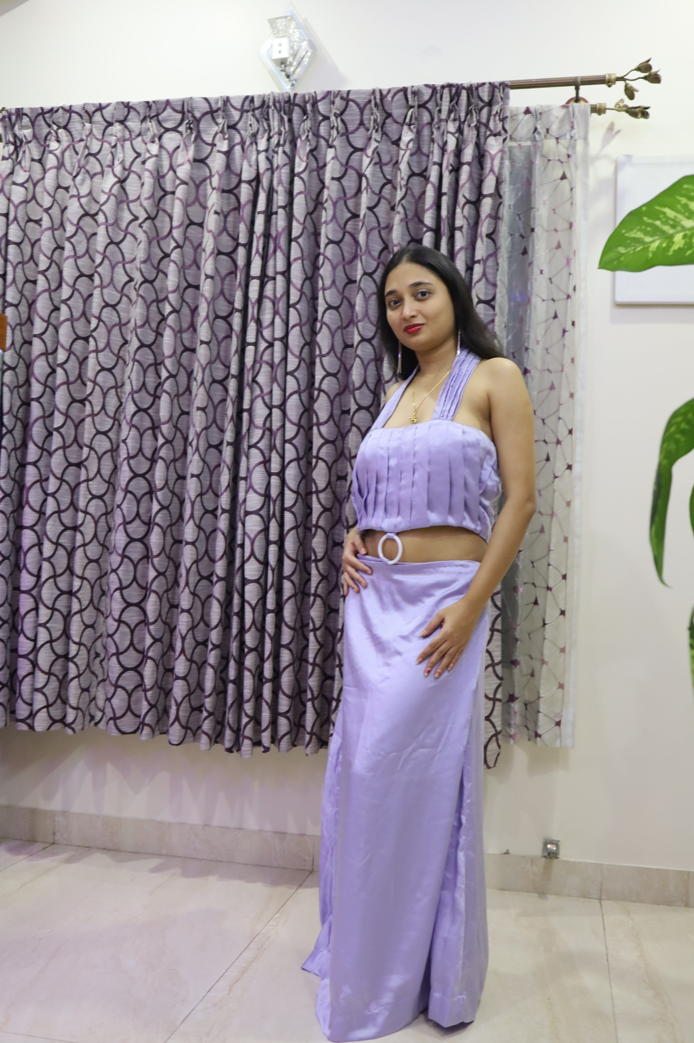 Lilac 2 in 1 Halter Neck Top and Skirt