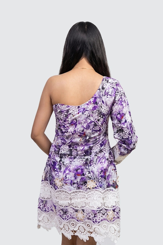 Magenta Print Embroidered Dress
