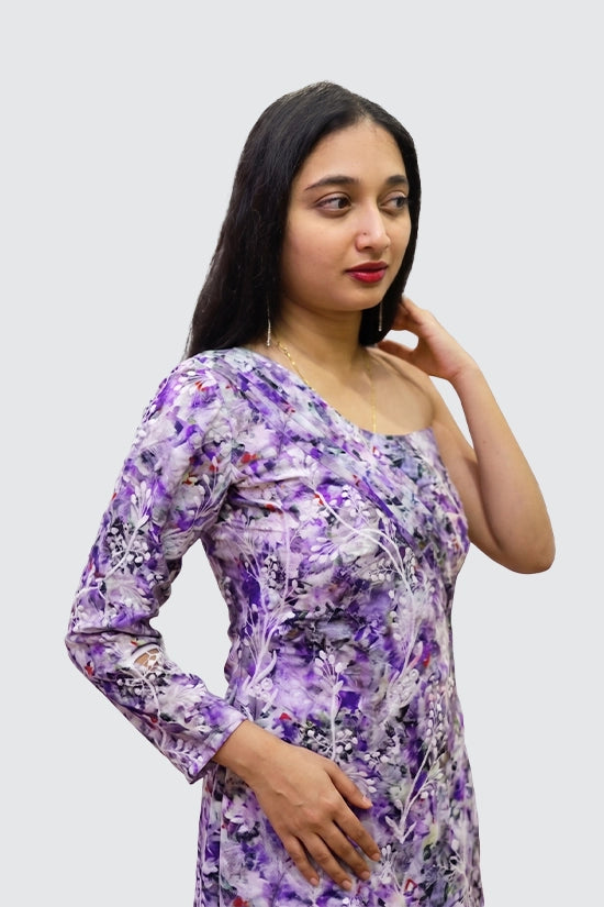 Magenta Print Embroidered Dress