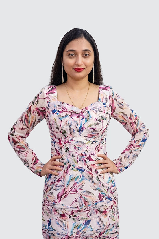 Orchid Print Pleated Outfit
