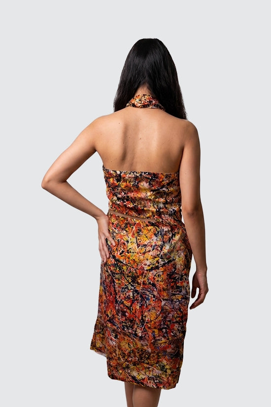 Volcanic Print Halter Neck Dress