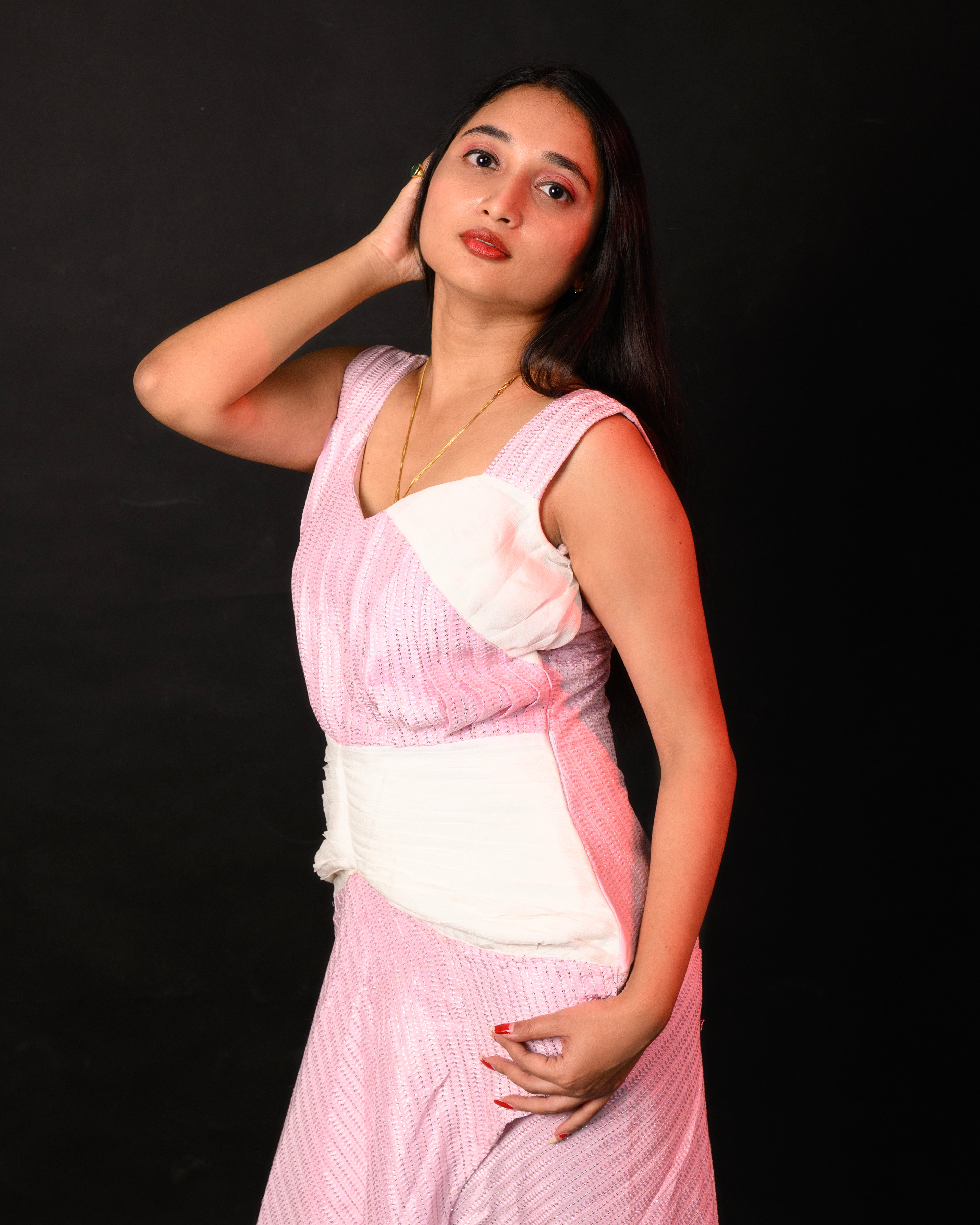 Pleated and Draped Evening Gown