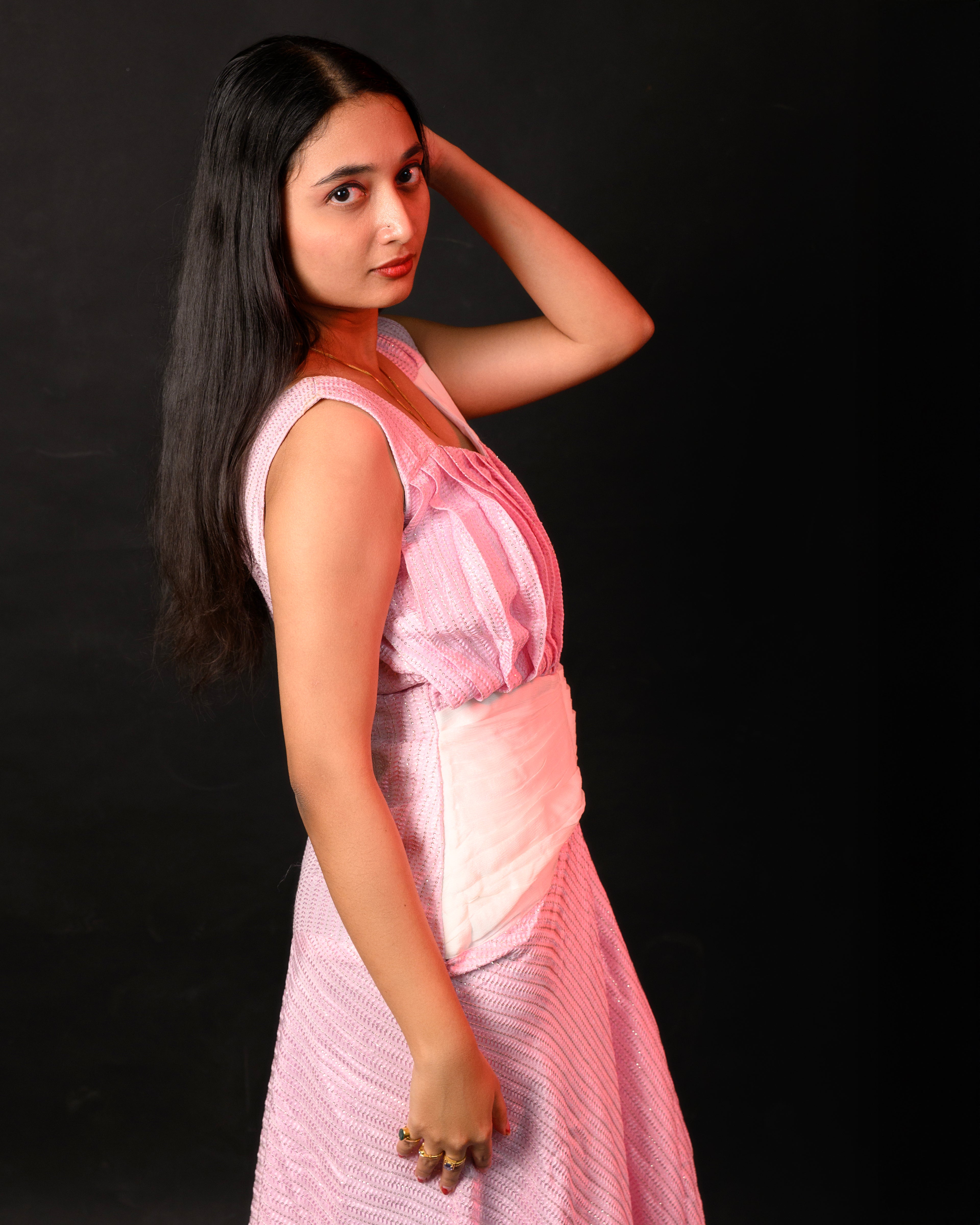 Pleated and Draped Evening Gown